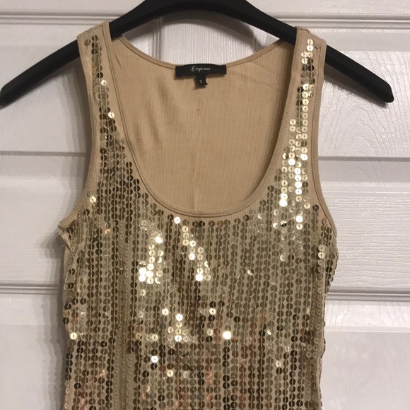 gold sequin sleeveless top